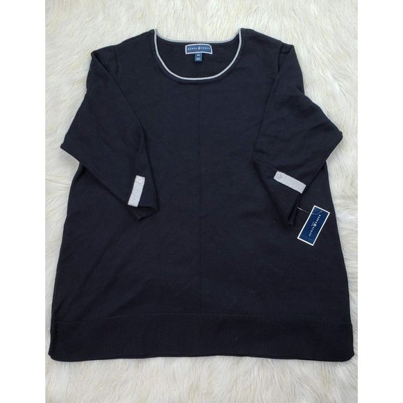 Karen Scott Contrast Trim Crewneck Sweater - Picture 2 of 4